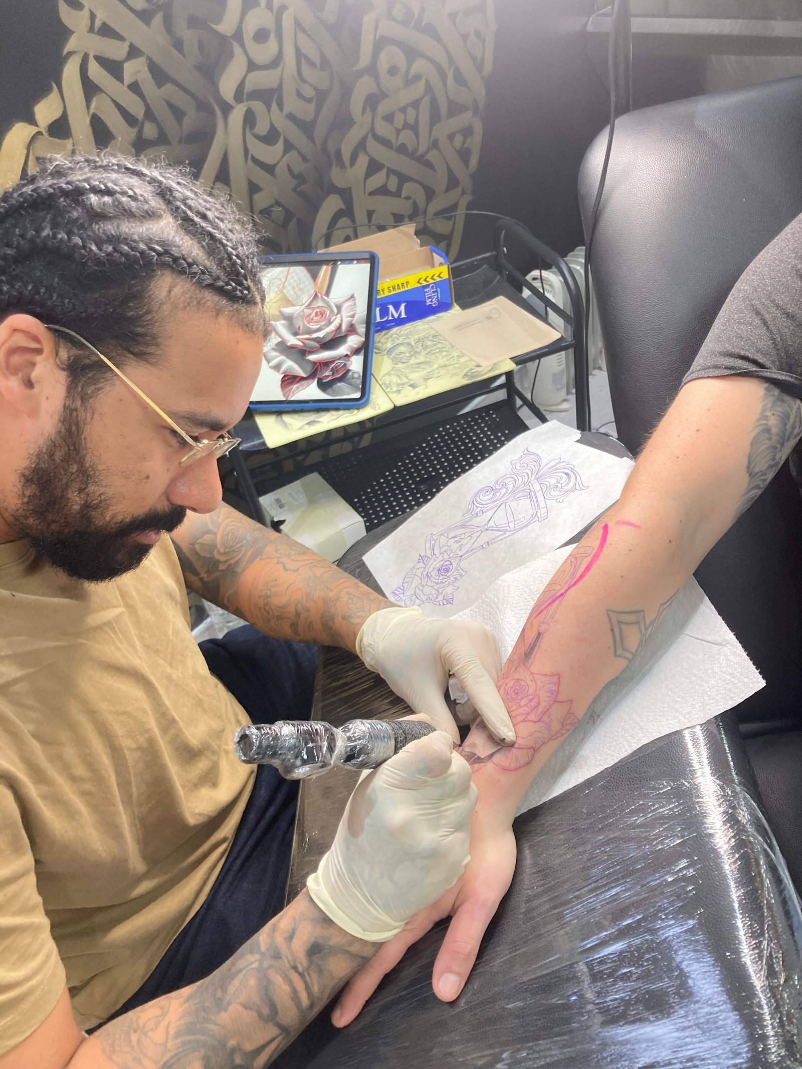 Tattoo session in progress at Clinic 103 Ink, Harpenden